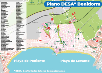 Map with the defibrillators in municipal facilities Benidorm